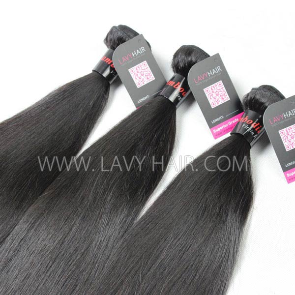 Superior Grade mix 3 bundles with silk base closure 4*4" Cambodian Straight Virgin Human hair extensions