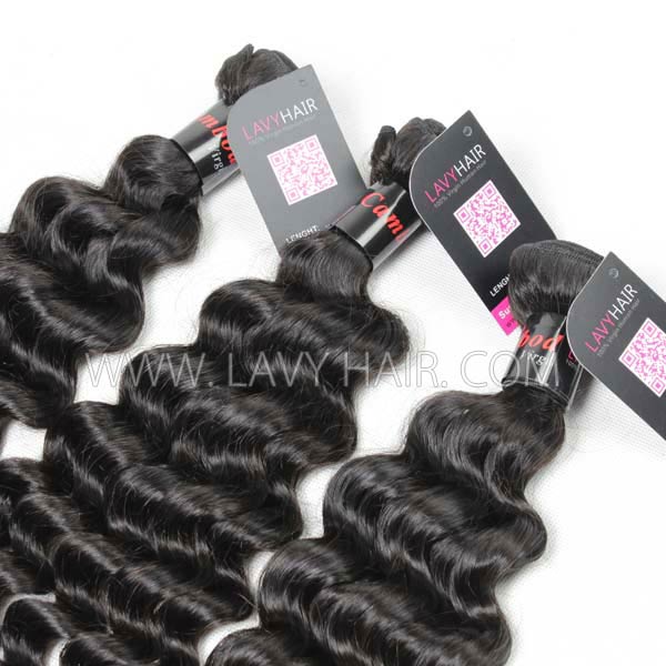 Superior Grade mix 4 bundles with lace closure Cambodian deep wave Virgin Human hair extensions
