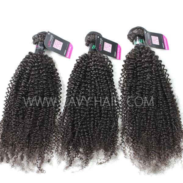 Superior Grade 3/4 bundles with 4*4 lace closure Brazilian Kinky Curly Hair Brazilian Peruvian Malaysian Indian European Cambodian Burmese Mongolian