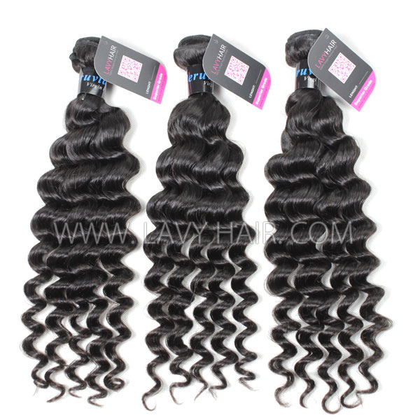 Superior Grade mix 3 bundles with 13*4 lace frontal closoure Peruvian Deep Wave Virgin Human Hair Extensions