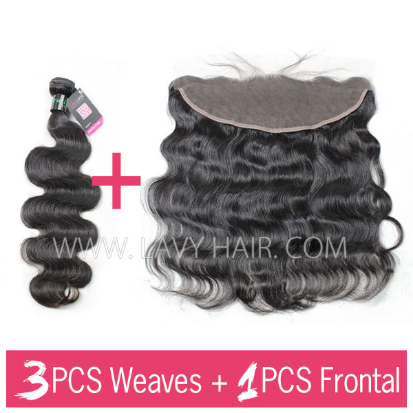 Superior Grade 3 bundles with 13*4 lace frontal Body wave Virgin Human hair Brazilian Peruvian Malaysian Indian European Cambodian Burmese Mongolian