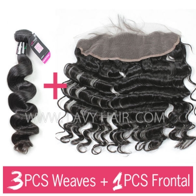 Superior Grade 3 bundles with 13*4 13*6 lace frontal Deal loose wave Virgin hair Brazilian Peruvian Malaysian Indian European Cambodian