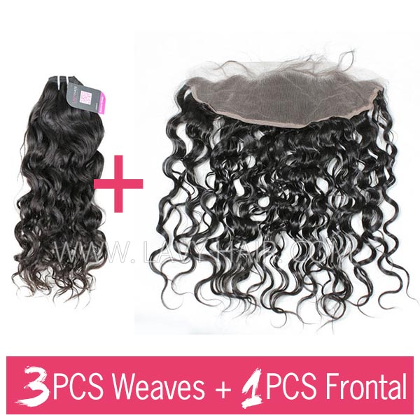 Superior Grade 3 bundles with 13*4 lace frontal closure Burmese Natural Wave Virgin Human Hair Extensions