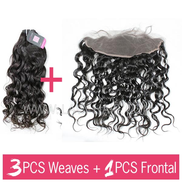Superior Grade 3 bundles with 13*4 lace frontal closure European Natural Wave Virgin Human Hair Extensions