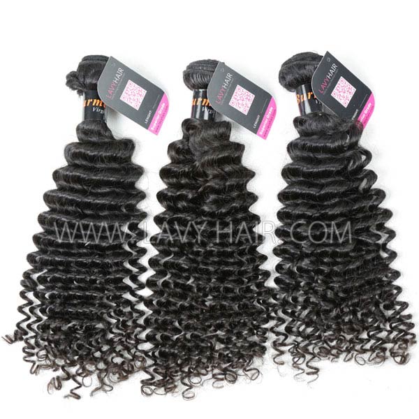 Superior Grade mix 3 bundles with 13*4 lace frontal closoure Burmese Deep Curly Virgin Human Hair Extensions