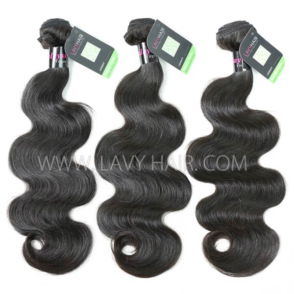 Regular Grade mix 3 bundles with 13*4 lace frontal closure Malaysian Body wave Virgin Human hair extensions