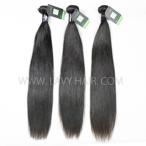 Regular Grade mix 3 bundles with 13*4 lace frontal closure Mongolian Straight Virgin Human hair extensions