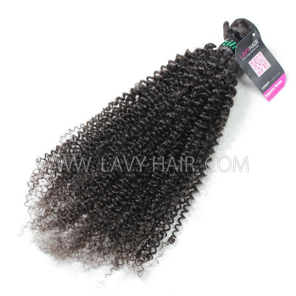 Superior Grade mix 4 bundles with silk base closure 4*4" Brazilian Kinky Curly Virgin Human hair extensions