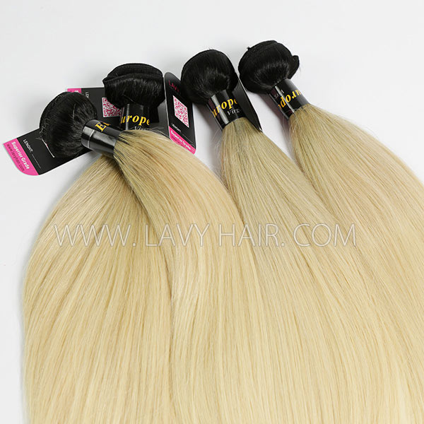 #1B/613 Superior Grade mix 3 or 4 bundles European Straight Virgin Human Hair Extensions