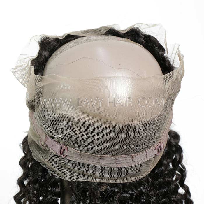 #1B Color 360 Lace Frontal Deep Curly Human hair Swiss lace