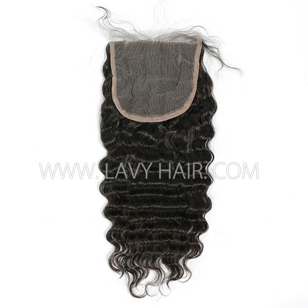 Lace top closure 5*5" deep wave Human hair medium brown Swiss lace