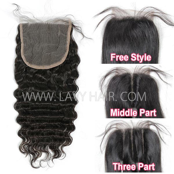 Lace top closure 5*5" deep wave Human hair medium brown Swiss lace
