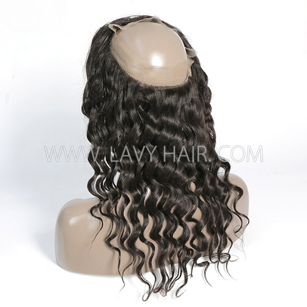 #1B Color 360 Lace Frontal Loose Wave Human hair Swiss lace