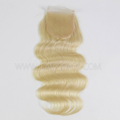 Lace top closure 4*4" body wave #613 Human hair medium brown Swiss lace