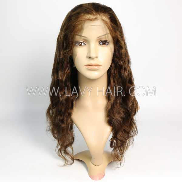 4# Chocolate Brown 130% Density Full Lace Wigs Body Wave Human Hair
