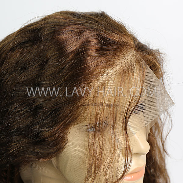 4# Chocolate Brown 130% Density Full Lace Wigs Loose Wave Human Hair