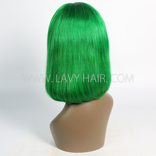 Green Color Lace Frontal Bob Wig 150% Density Straight Hair Human hair