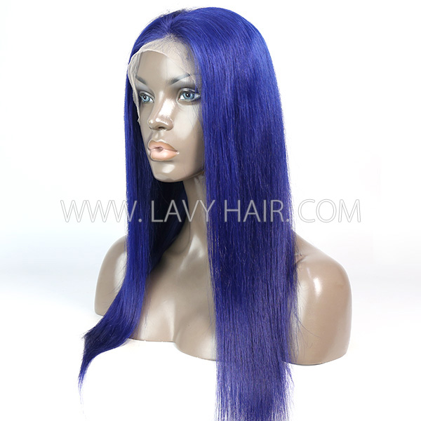 Blue Color 130% Density Lace Frontal wig Straight Hair Human Hair