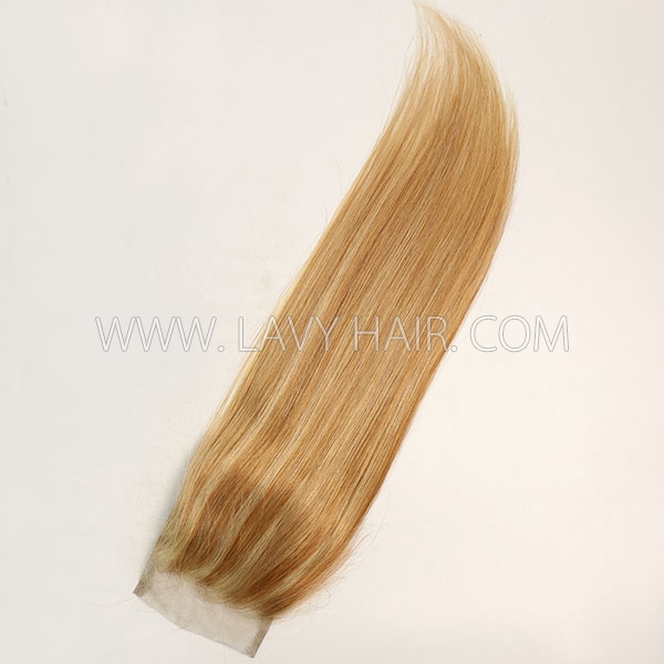 #P10/24 Lace top closure 4*4" Straight  Human hair medium brown Swiss lace