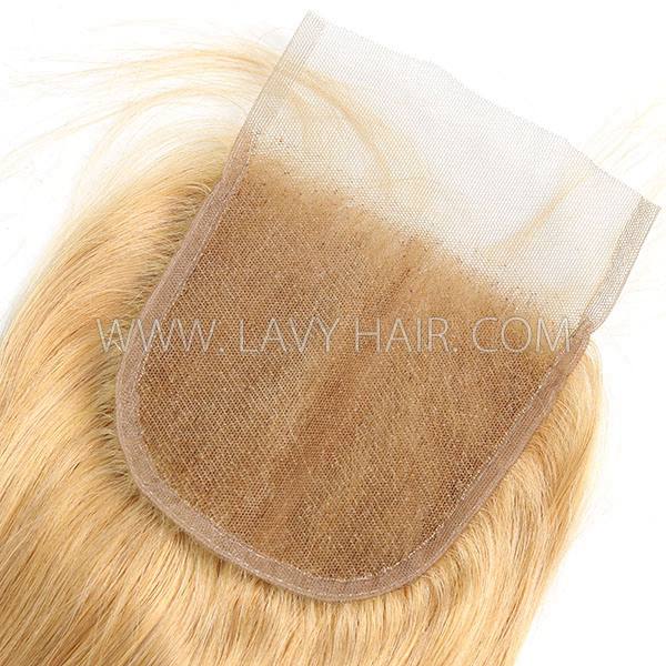 Color 520 Lace top closure 4*4" Straight  Human hair medium brown Swiss lace