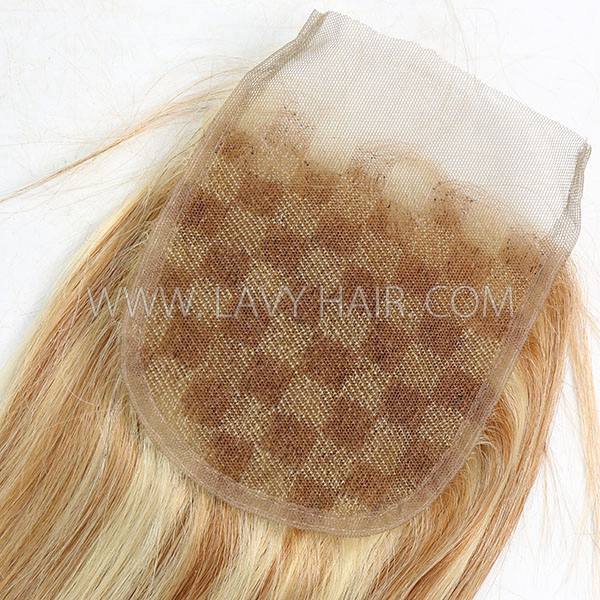 #P10/24 Lace top closure 4*4" Straight  Human hair medium brown Swiss lace