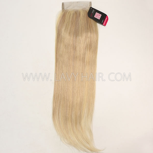 #P18/613 Lace top closure 4*4" Straight  Human hair medium brown Swiss lace