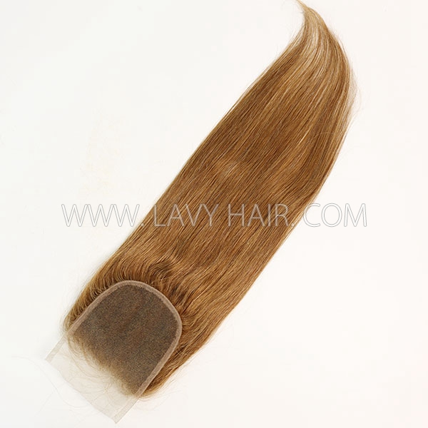 Color 8 Lace top closure 4*4" Straight  Human hair medium brown Swiss lace
