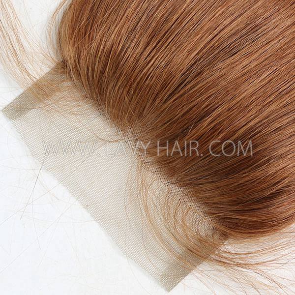 Color 30 Lace top closure 4*4" Straight  Human hair medium brown Swiss lace
