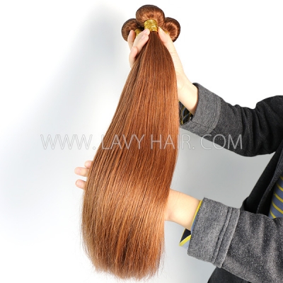 Color 30 Straight Hair Human Virgin Hair 2/3 Bundles With Lace Closure 4*4