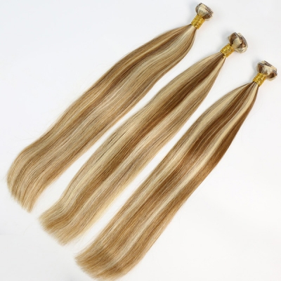 Color p8/613 Straight Hair Human Virgin Hair 2/3 Bundles With Lace Closure 4*4