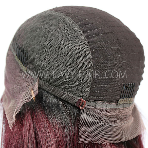 #1B/99J Color Lace Frontal Bob Wig 150% Density Straight Hair Human Hair