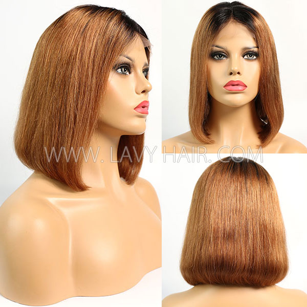 Different Color Choice Lace Frontal Bob Wig 150% Density Straight Hair Human Hair wear go