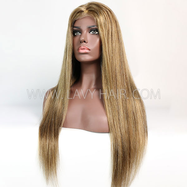 Color P4/27 Lace Closure 4*4 With Bundles Sewing Wigs Straight Human hair