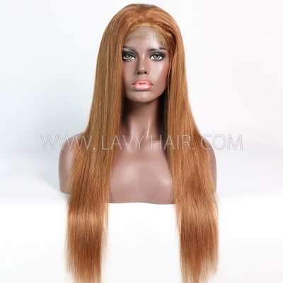 Color 30 Preplucked Lace Frontal Wigs Straight Human hair 130% Density