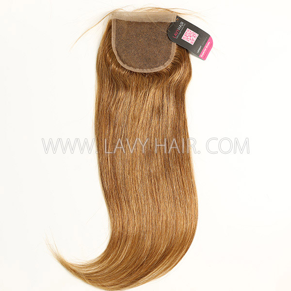 Color 6 Lace top closure 4*4" Straight  Human hair medium brown Swiss lace