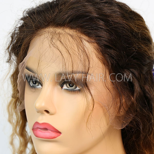 Color T4/27 Lace Frontal Wigs 130% Density Deep Wave Human Hair