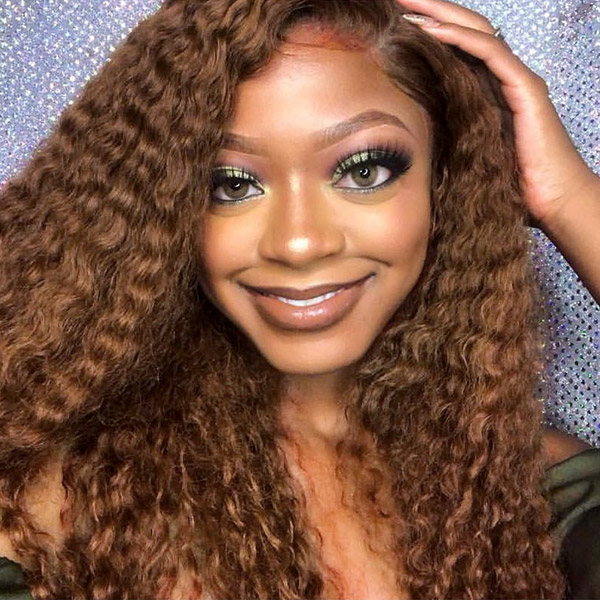 4# 130% Density Full Lace Wigs Deep Curly Human Hair