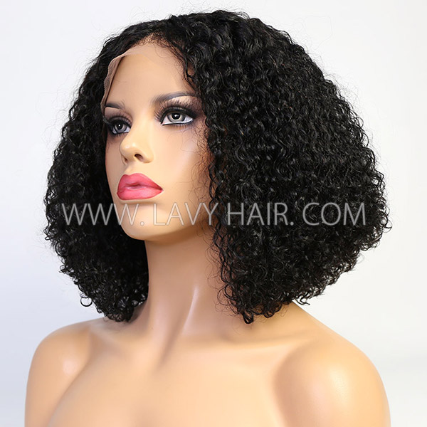 180% Density Bob Wig Celebrity Style Small Kinky Curly Lace Closure Wig