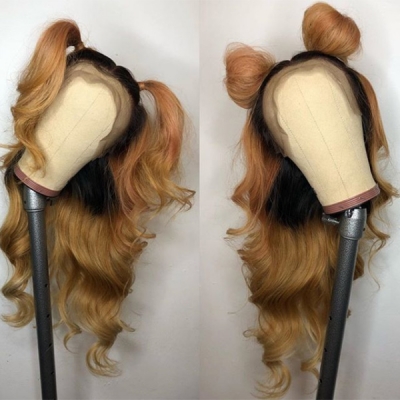 Glueless Wig Ombre Brown Color 150% Density 3-4 Days Customize Human Hair Wig Only 150lfw-03A8