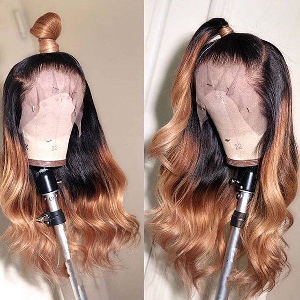 Glueless Wig Ombre Color 150% Density Full Frontal Wig Human Hair 3-4 Days Customize 150lfw-14