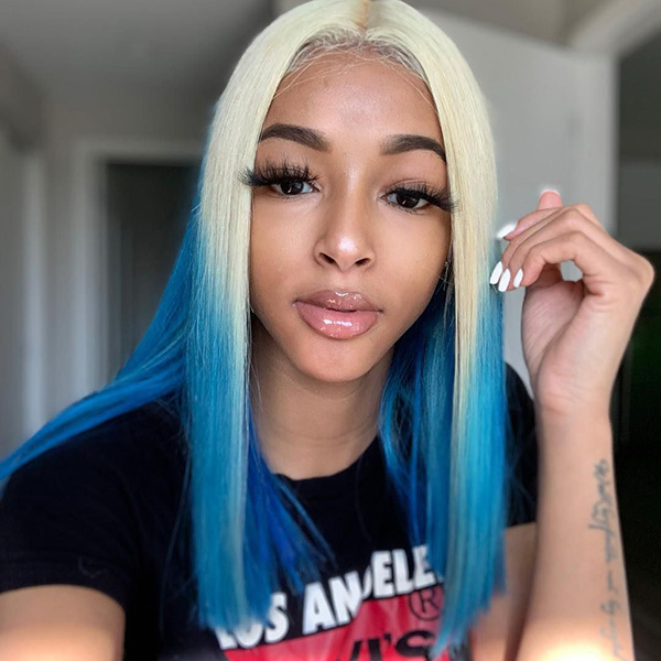 Blonde Sky Blue Ombre Color Glueless Wear Go HD Lace Wig 4-7 Days Ready 613lfw-54