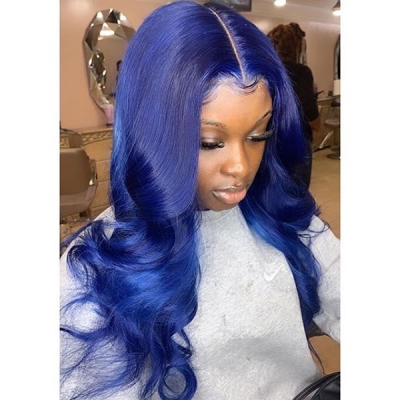 Dark Blue Color Glueless Wear Go Wig 150% Density Lace Closure Wig  613lfw-57A22