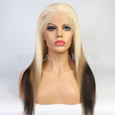 Three Tone Blonde Black Ombre Color Human Virgin Hair Glueless Wear Go Wig 150% Density HD Lace Customize 4-7 Days 613lfw-76A4