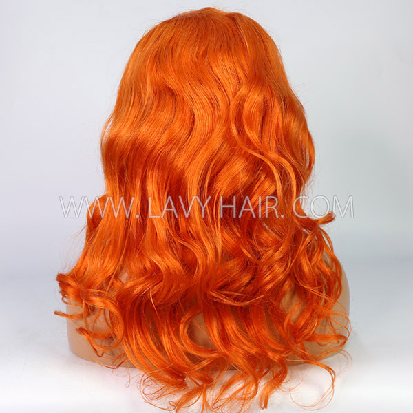 Glueless Wig Pastel Orange Color 150% Density 100% Human Virgin Hair Lace Wig 4-7 Days Customize 613lfw-35A17