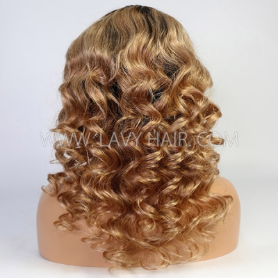 Wavy Human Hair Ombre Sandcastle Color 150% Density  Wear Go Glueless Wig 7 Days Customize 150lfw-75A3