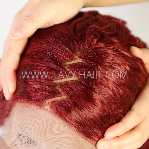 Glueless Wig Zig Zag Hairline Orient Red Color 150% Density 13*4 Full Frontal Wear Go 5-7 Days Customize 150lfw-74A2