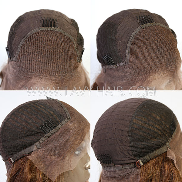 #4 Brown Color Lace Frontal Wigs 130% Density Loose Wave Human Hair