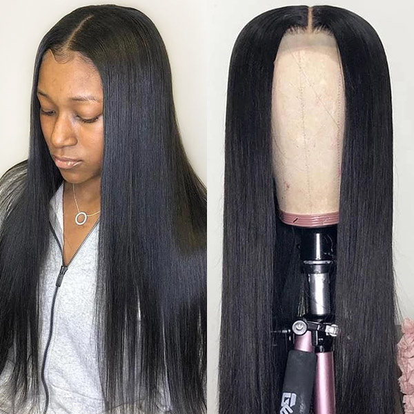 Natural Hairline With Baby Hair Best Sell Straight Hair 130% Density Sewing Wigs With Elastic Band HMW-ST