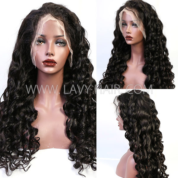 (New Update) 200% Density Full Frontal & Closure Wigs Pre plucked Human Virgin Hair With Elastic Band Straight/Wavy/Curly All Texture