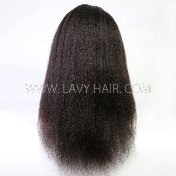 130% Density Full Lace Wigs Kinky Straight Human Hair Swiss Lace Brown Lace